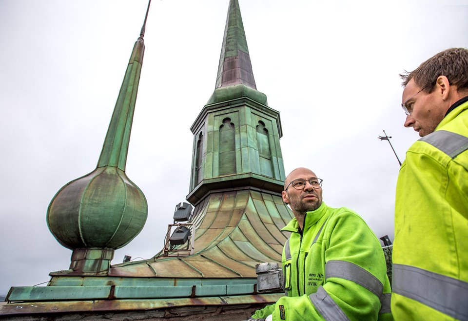 Befaring av kirkespir.